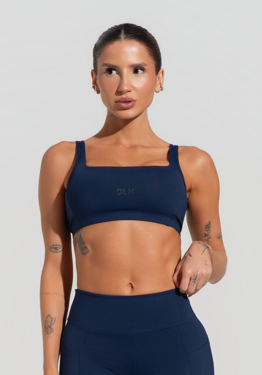 Top Fitness Feminino Com Alças Largas Reguláveis Soul Dlk Azul Marinho
