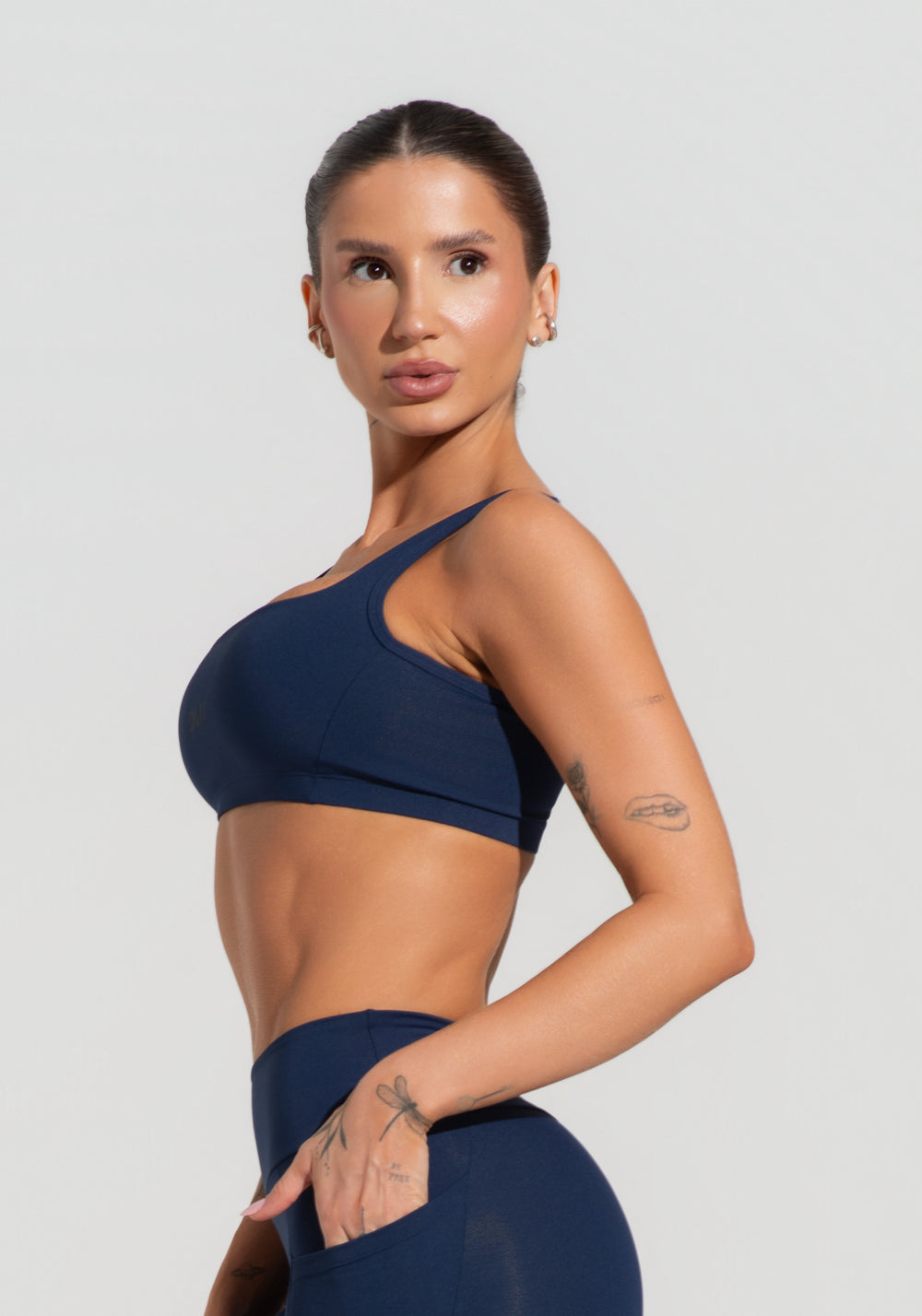 Top Fitness Feminino Com Alças Largas Reguláveis Soul Dlk Azul Marinho