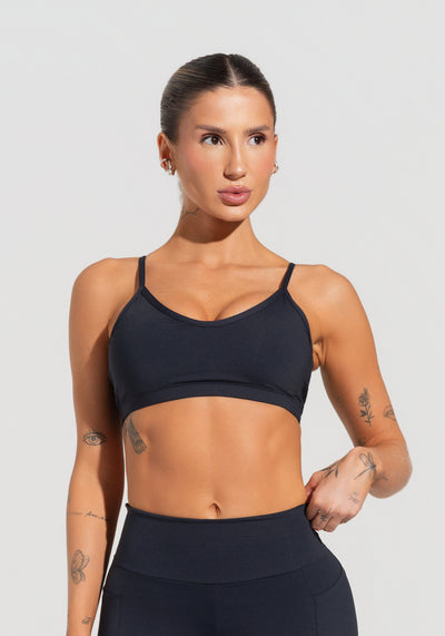 Top Fitness Feminino Com Alças Finas Reguláveis Soul Dlk Preto