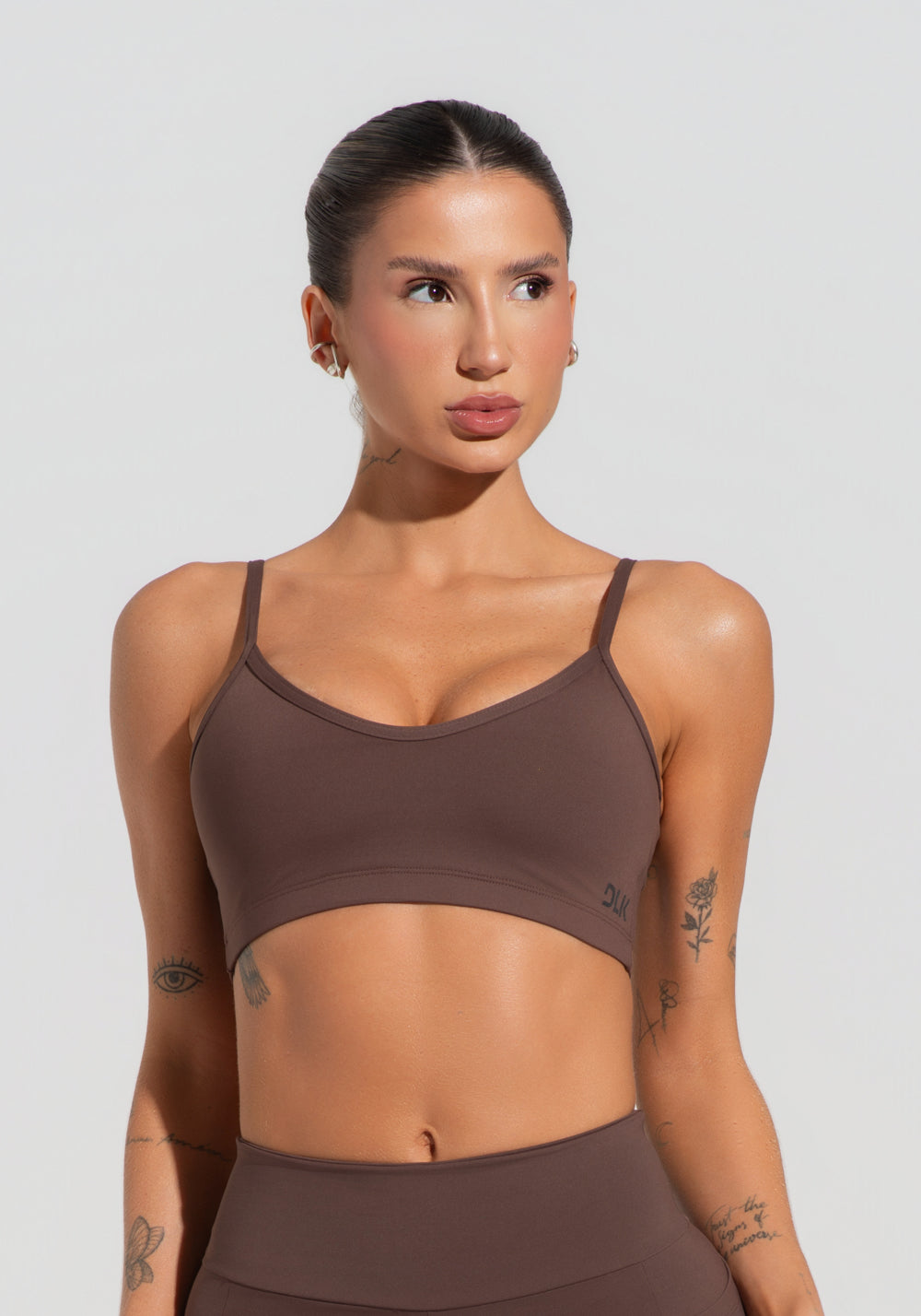 Top Fitness Feminino Com Alças Finas Reguláveis Soul Dlk Marrom