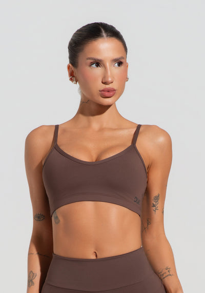 Top Fitness Feminino Com Alças Finas Reguláveis Soul Dlk Marrom