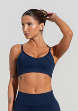 Top Fitness Feminino Com Alças Finas Reguláveis Soul Dlk Azul Marinho