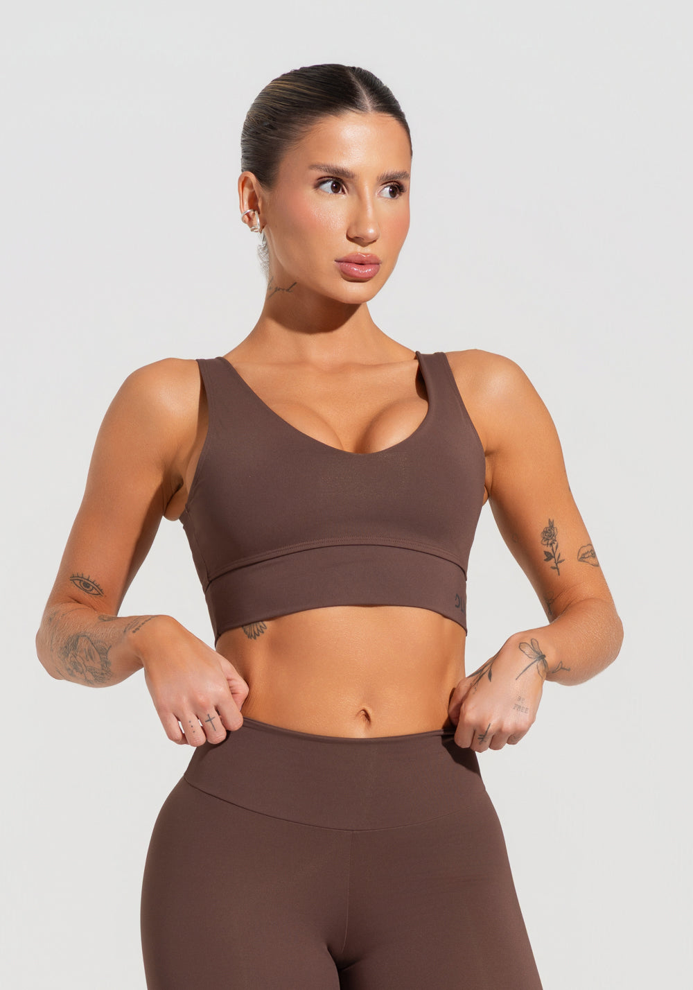 Top Fitness Feminino Com Decote V Soul Dlk Marrom