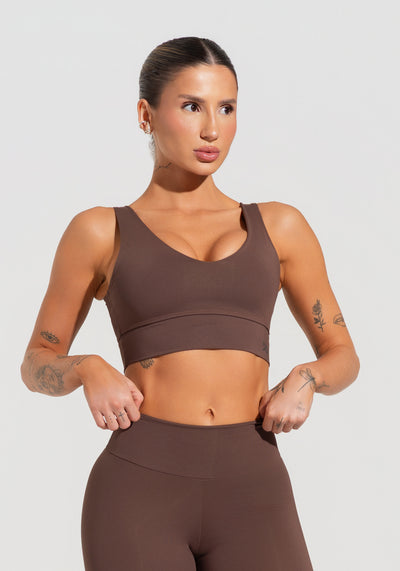 Top Fitness Feminino Com Decote V Soul Dlk Marrom
