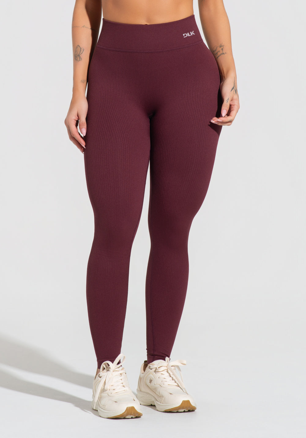 Legging Fitness Feminina Vinho Canelada Com Cós Alto Seamless+ Dlk