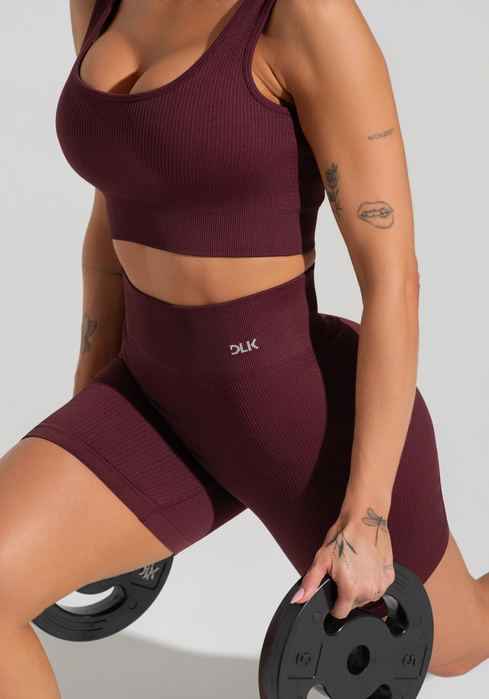 Top Fitness Feminino Vinho Canelado Com Bojo Seamless+ Dlk
