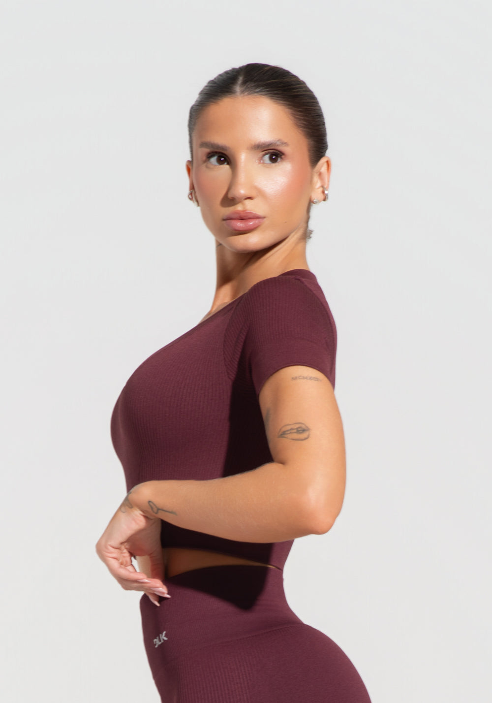 Cropped Feminino Vinho Canelado Seamless+ Dlk