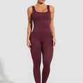 Macacão Fitness Feminino Vinho Canelado Com Bojo Seamless+ Dlk