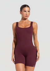 Macaquinho Fitness Feminino Vinho Canelado Com Bojo Seamless+ Dlk