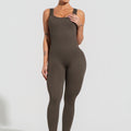 Macacão Fitness Feminino Verde Oliva Canelado Com Bojo Seamless+ Dlk
