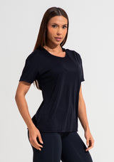 Blusa T-shirt Fitness Feminina De Poliamida Básica Dlk Preto