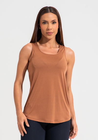 Camiseta Fitness Feminina De Poliamida Básica Dlk Marrom