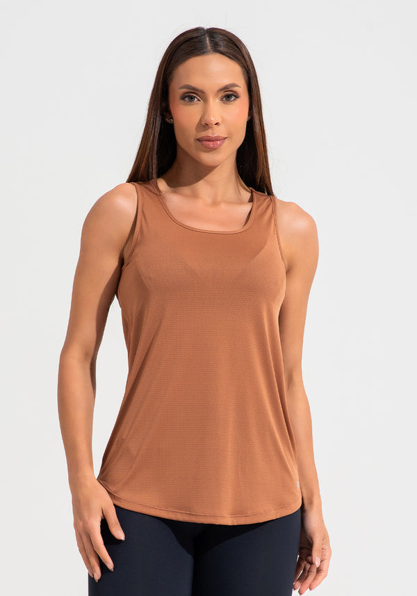 Camiseta Fitness Feminina De Poliamida Básica Dlk Marrom