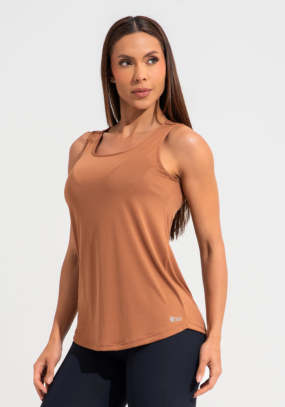 Camiseta Fitness Feminina De Poliamida Básica Dlk Marrom