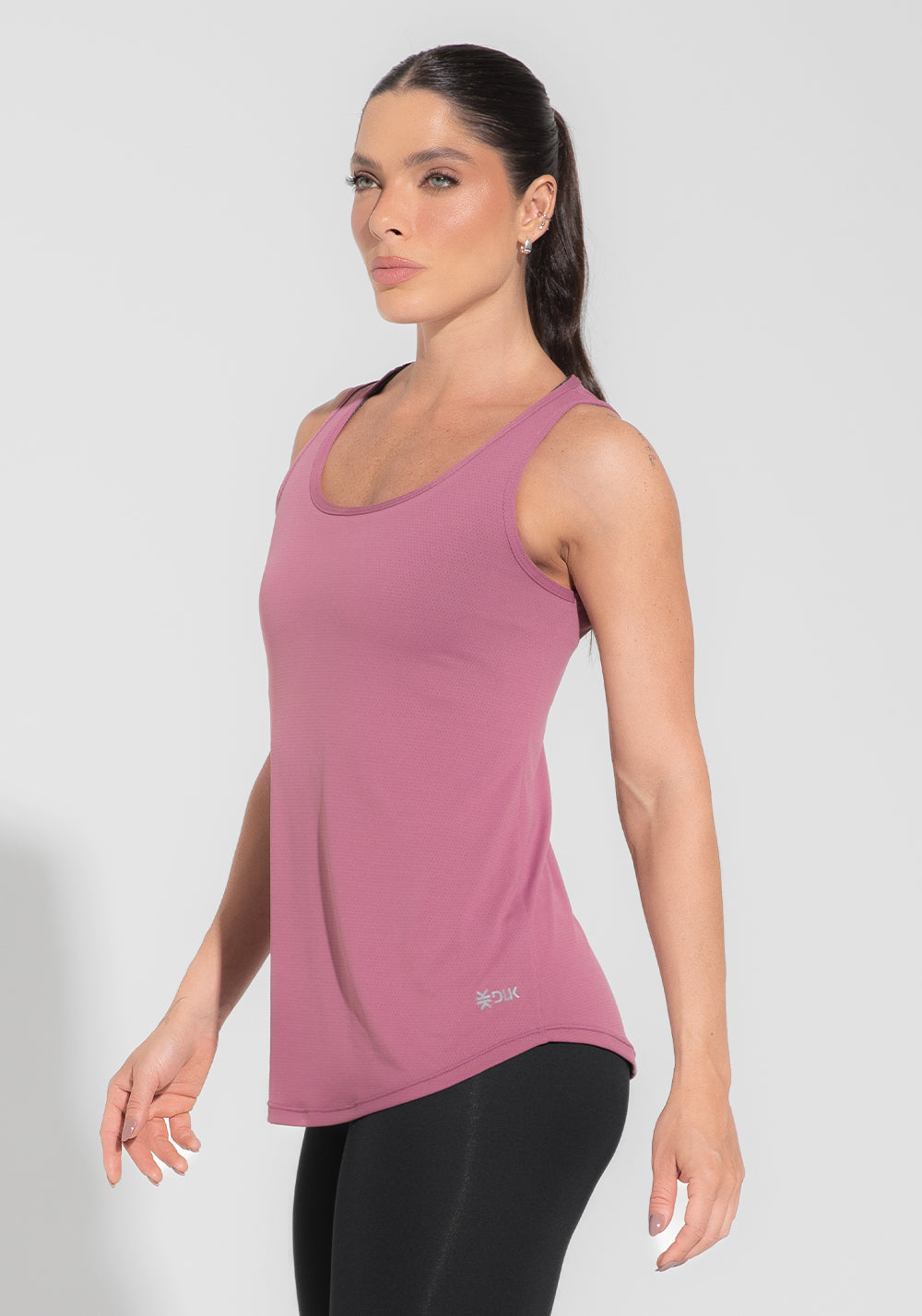 Camiseta Fitness Feminina De Poliamida Básica Dlk Rosa Antigo