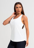 Camiseta Fitness Feminina De Poliamida Modelo Nadador Básica Dlk Branco