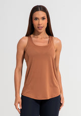 Camiseta Fitness Feminina De Poliamida Modelo Nadador Básica Dlk Marrom