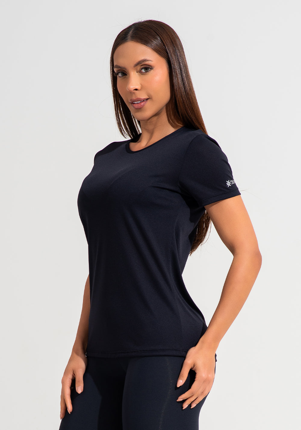 Blusa Baby Look Feminina De Poliamida Básica Dlk Preto