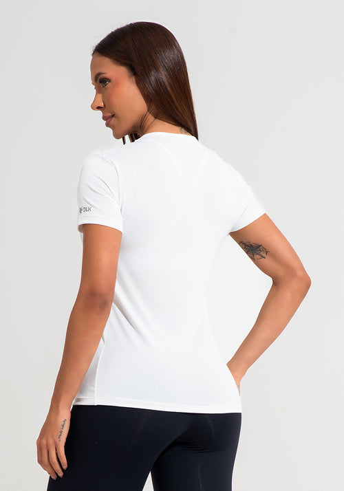 Blusa Baby Look Feminina De Poliamida Básica Dlk Branco