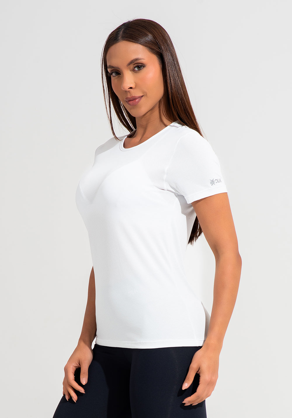 Blusa Baby Look Feminina De Poliamida Básica Dlk Branco