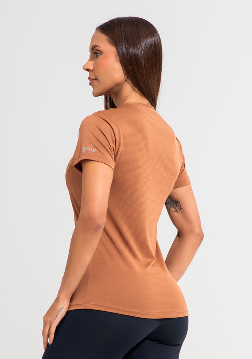 Blusa Baby Look Feminina De Poliamida Básica Dlk Marrom