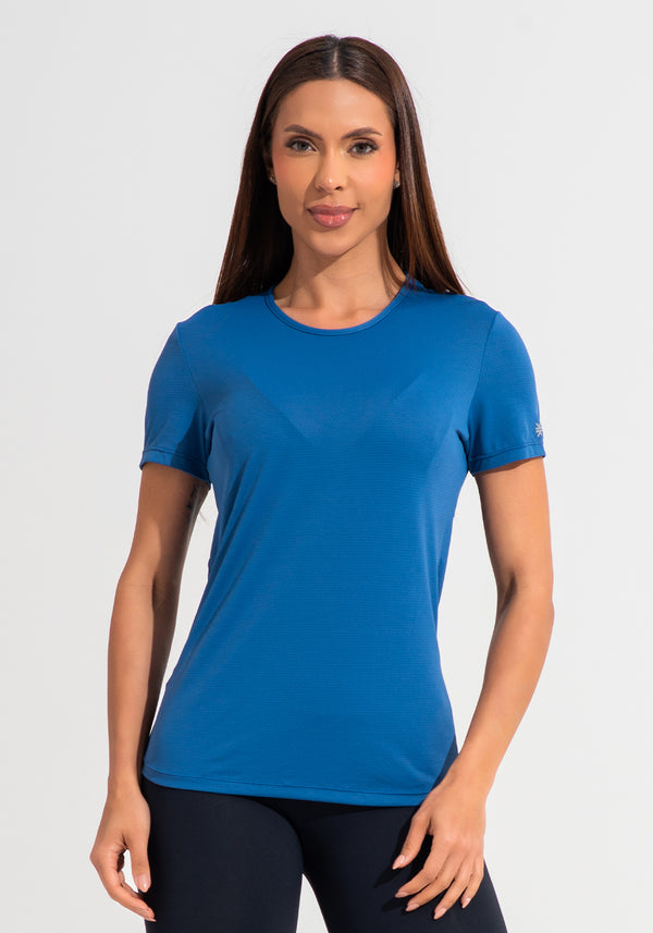 Blusa Baby Look Feminina De Poliamida Básica Dlk Azul