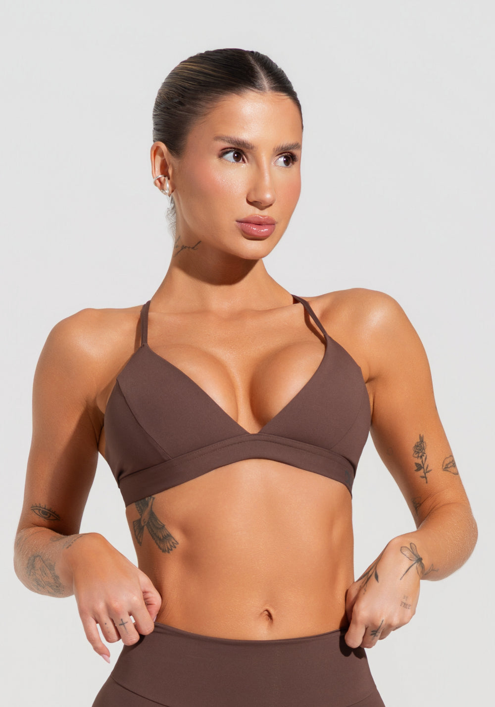 Top Fitness Feminino Triângulo Com Alças Reguláveis Soul Dlk Marrom