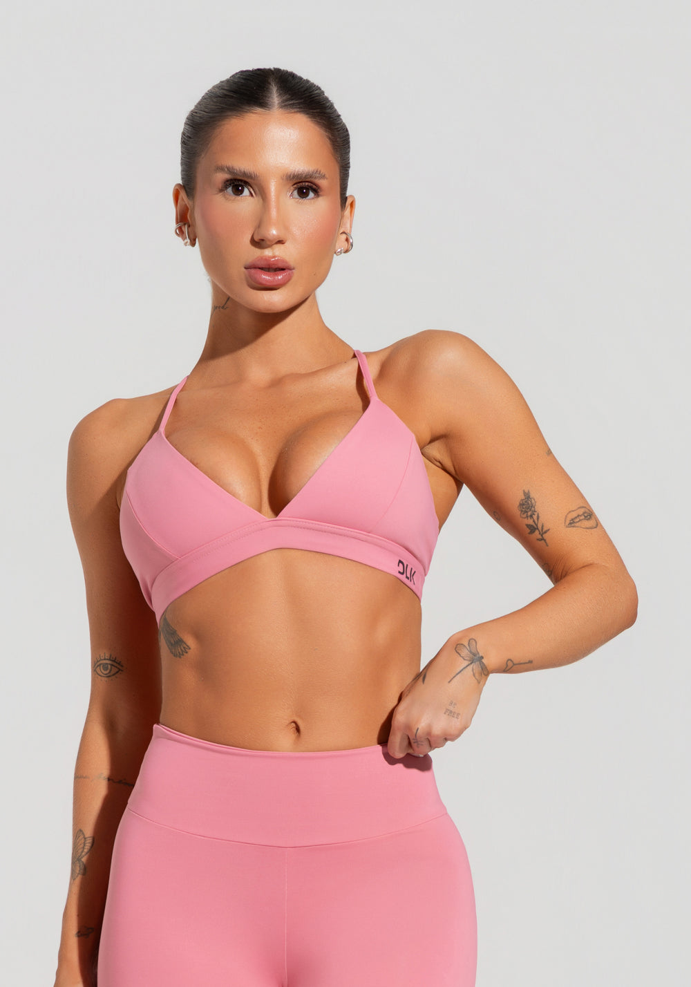 Top Fitness Feminino Triângulo Com Alças Reguláveis Soul Dlk Rosa