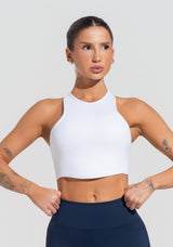 Cropped Fitness Feminino Com Cava Americana Soul Dlk Branco