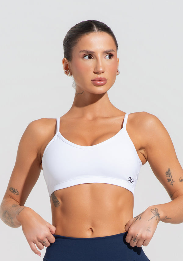 Top Fitness Feminino Com Alças Finas Reguláveis Soul Dlk Branco
