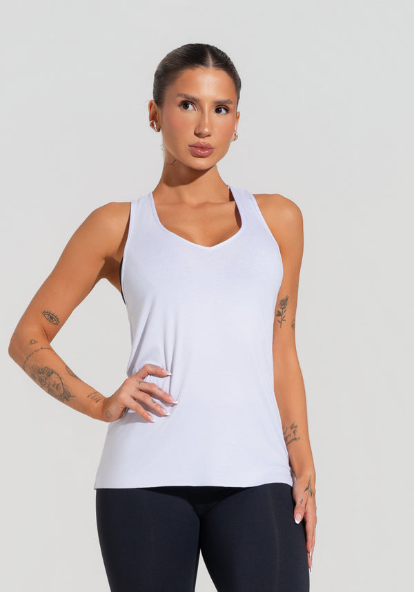 Camiseta Fitness Feminina Modelo Nadador Soul Dlk Branco