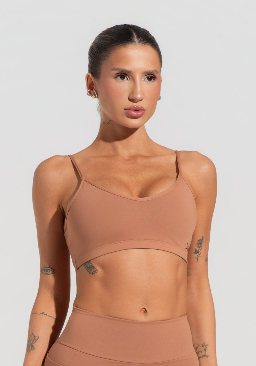 Top Fitness Feminino Com Alças Finas Reguláveis Soul Dlk Caramelo