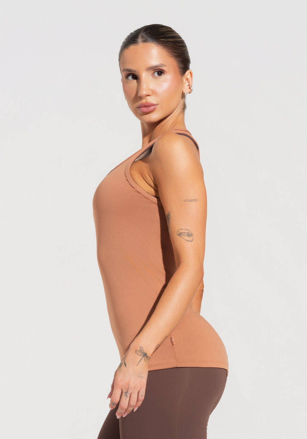 Camiseta Fitness Feminina Modelo Nadador Justa Soul Dlk Caramelo