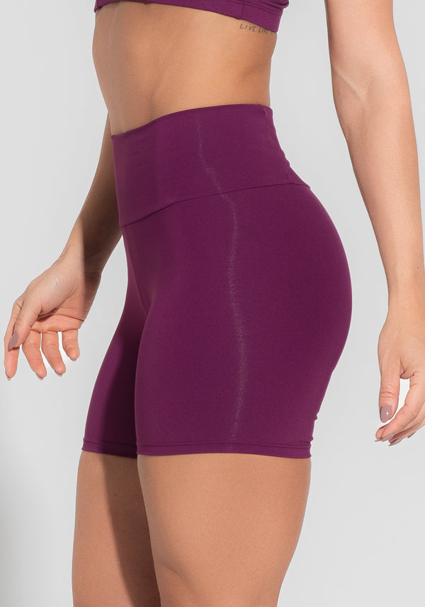 Short Fitness Feminino Com Bolso No Cós Roxo Básico Dlk