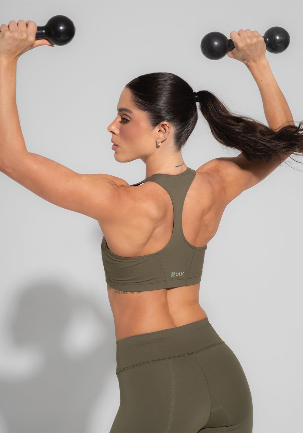 Top Fitness Feminino Modelo Nadador Verde Básico Dlk