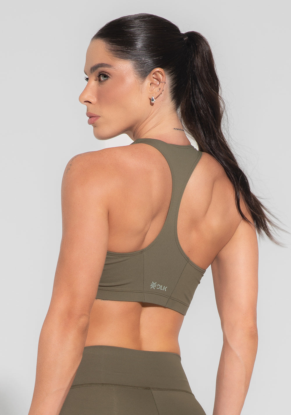Top Fitness Feminino Modelo Nadador Verde Básico Dlk