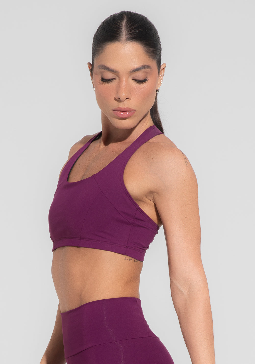 Top Fitness Feminino Modelo Nadador Roxo Básico Dlk