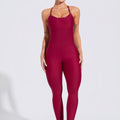 Macacão Feminino Fitness Com Alças Cruzadas De Elástico Activity Dlk Vermelho Cereja