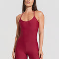 Macaquinho Fitness Feminino Vermelho Cereja com Alças Cruzadas Aura Dlk