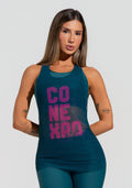 Camiseta Fitness Feminina De Tule Alongada Verde Estampada Conexão Activity Dlk