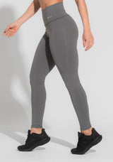 Legging Fitness Feminina Cinza Cintura Alta Básica Dlk