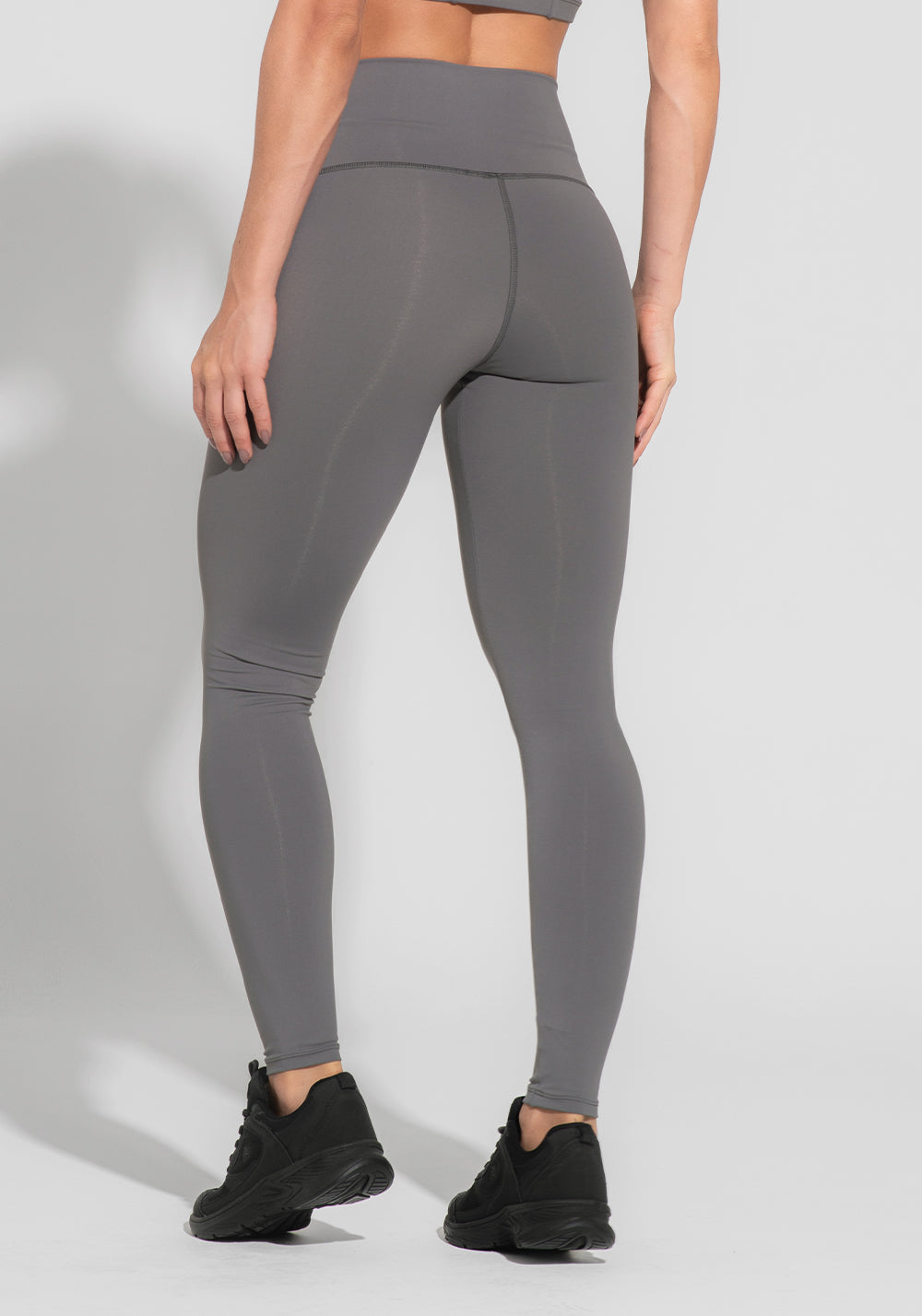 Legging Fitness Feminina Cinza Cintura Alta Básica Dlk