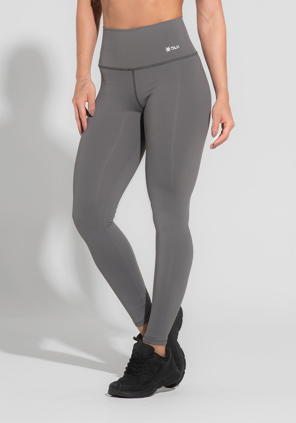 Legging Fitness Feminina Cinza Cintura Alta Básica Dlk