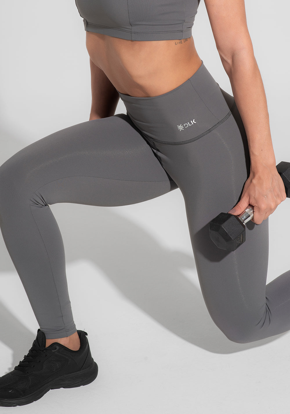 Legging Fitness Feminina Cinza Cintura Alta Básica Dlk