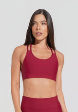 Top Fitness Feminino Vermelho Cereja Com Alça Dupla Aura Dlk