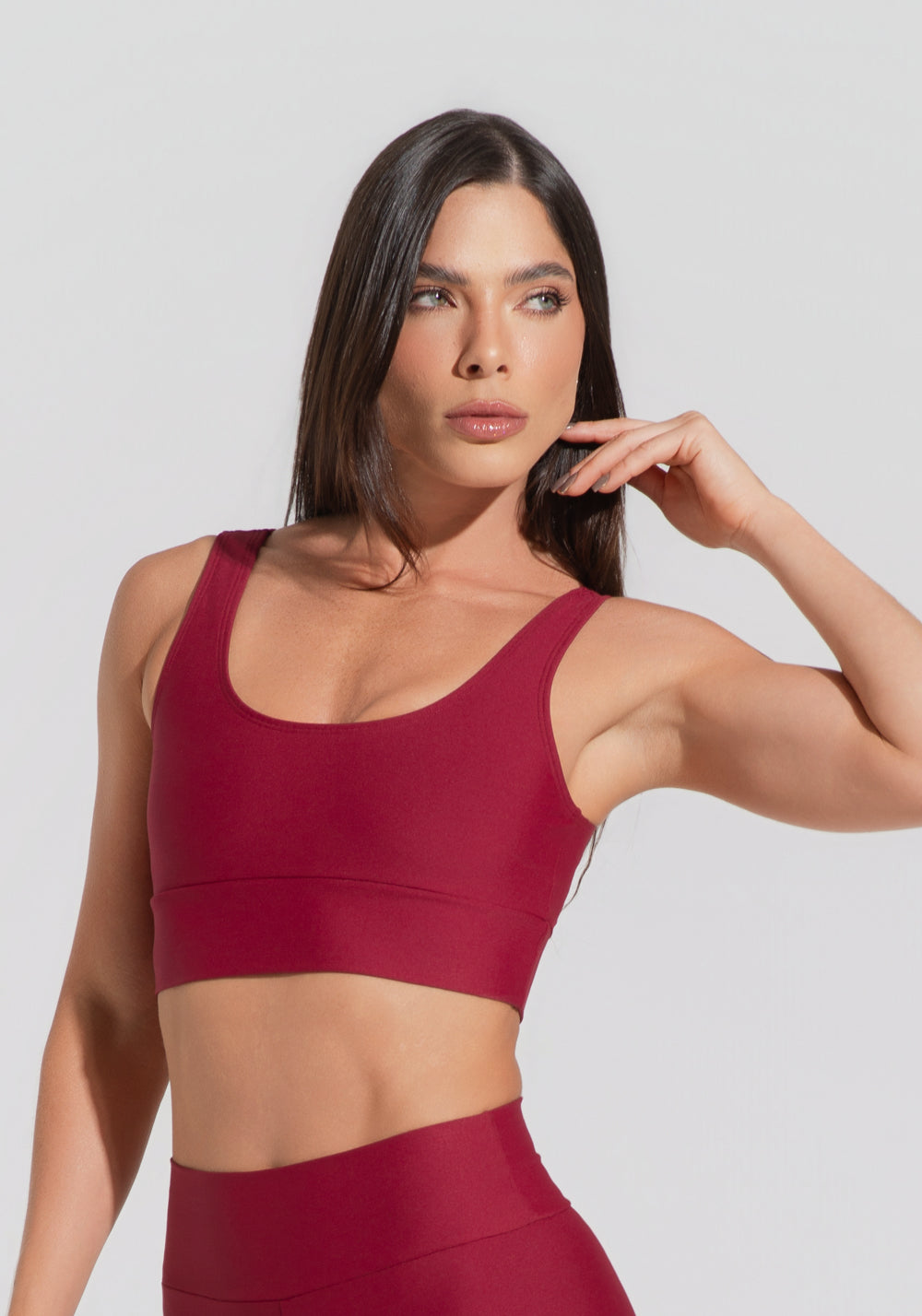Top Fitness Feminino Vermelho Cereja com Alça Larga Aura Dlk