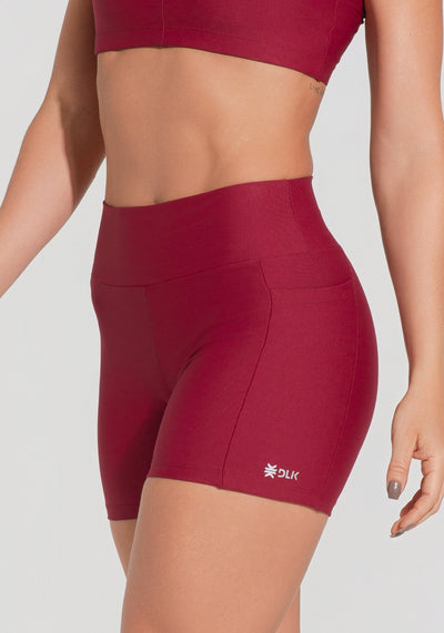 Short Fitness Feminino Vermelho Cereja Com Bolsos Aura Dlk