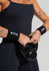 Munhequeira Fitness Dlk Preto Com Branco
