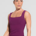 Camiseta Fitness Feminina Com Decote Quadrado Roxo Básica Dlk