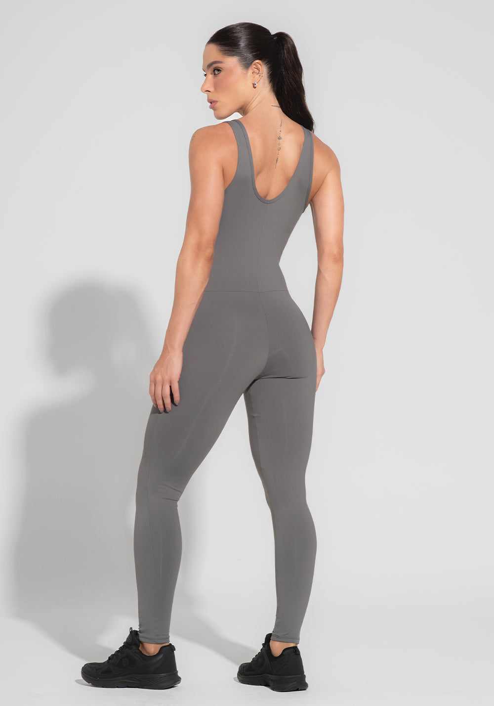 Macacão Fitness Feminino Cinza Básico Dlk